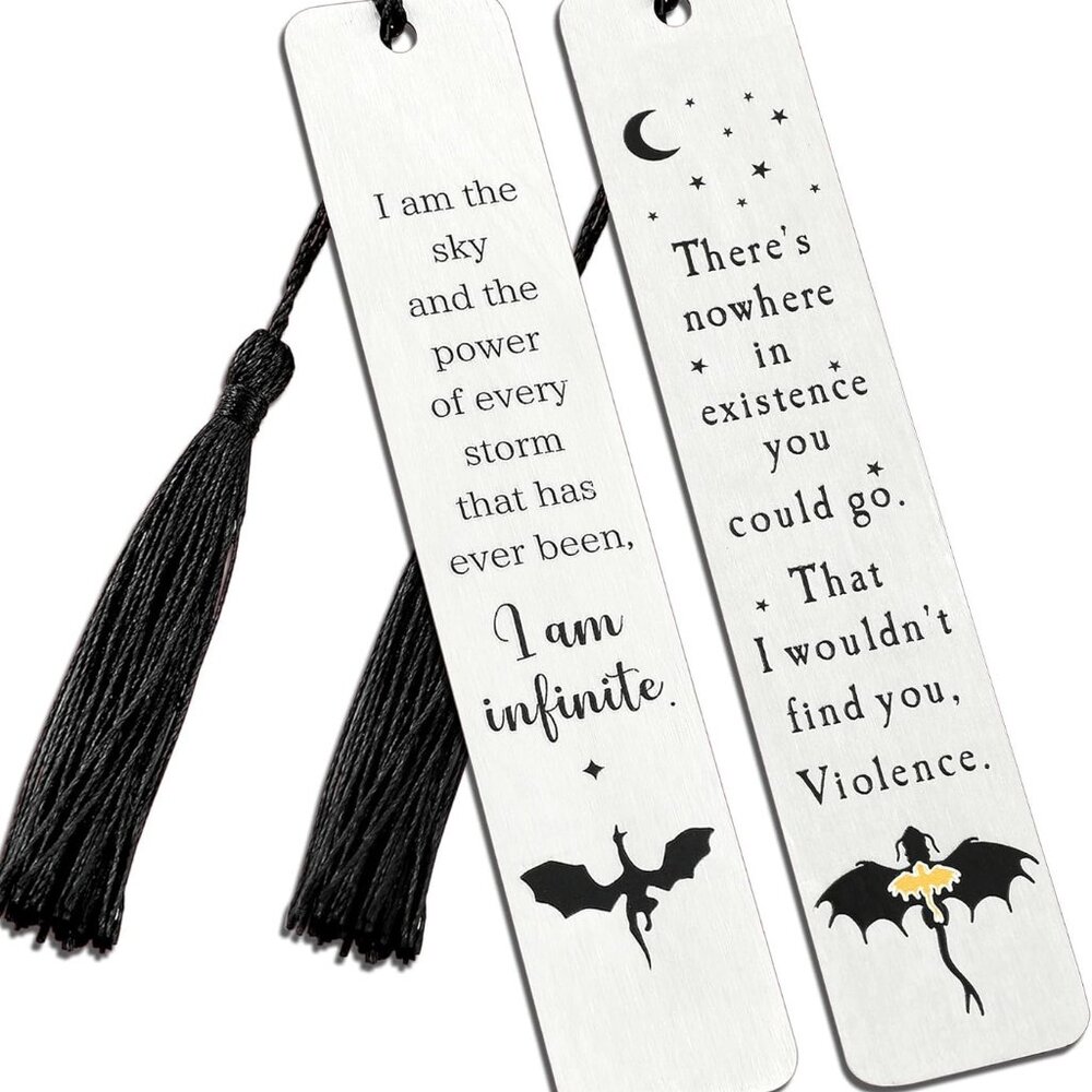 Fourth Wing Stainless Steel Bookmarks, Flying Dragon Metal Bookmark With Tassel,